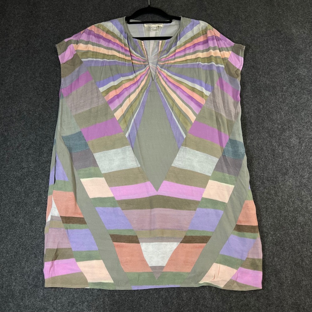Mara Hoffman Womens Multicolor Geometric Sunburst Rayon Shift Dress Size M